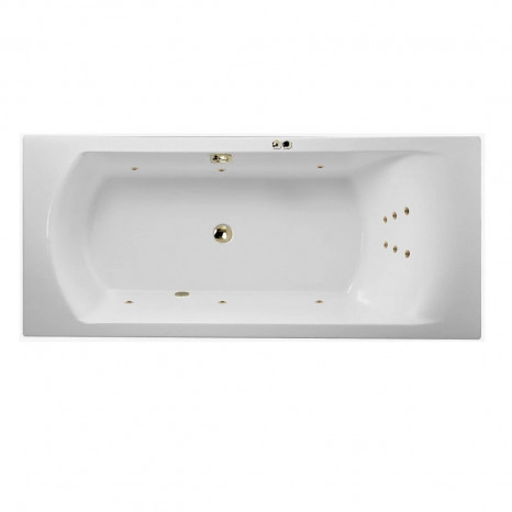 Гидромассажная акриловая ванна Jacob Delafon Ove E60143RU-00 LINE BR, 180 x 80 см, белая, форсунки бронза