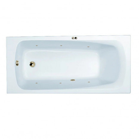Гидромассажная акриловая ванна Jacob Delafon Patio E6810RU-01 SOFT BR,  150 х 70 см, каркас в подарок, белая, форсунки бронза