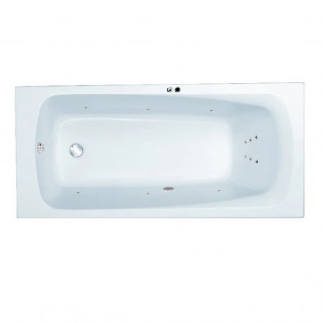 Гидромассажная акриловая ванна Jacob Delafon Patio E6810RU-01 LINE CR,  150 х 70 см, каркас в подарок, белая, форсунки хром
