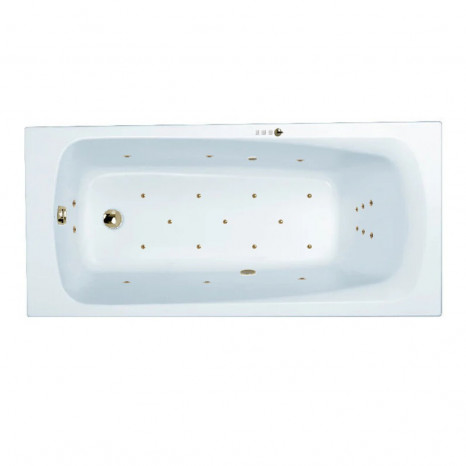 Гидромассажная акриловая ванна Jacob Delafon Patio E6812RU-01 ULTRA BR, 170 х 70 см, каркас в подарок, белая, форсунки бронза